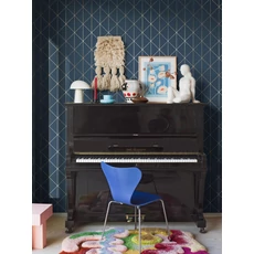 Kép 2/3 - Boras Geometriai mintás glamúr kék vlies tapéta Diamonds Blue 53 cm X 10 m