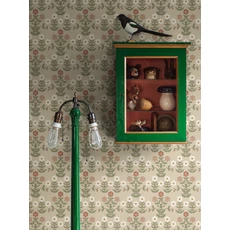 Kép 4/5 - Boras Klasszikus skandináv virág mintás zöld-piros vlies tapéta Sippor Red 53 cm X 10 m