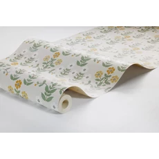 Kép 4/4 - Boras Klasszikus skandináv virág mintás zöld-bézs vlies tapéta Sippor Yellow 53 cm X 10 m