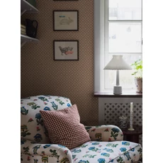 Kép 2/7 - Boras Rácsos virágos skandináv piros vlies tapéta Love Red 53 cm X 10 m