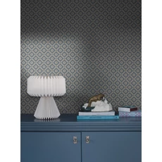 Kép 2/4 - Boras Rácsos virágos skandináv kék vlies tapéta Love Blue 53 cm X 10 m