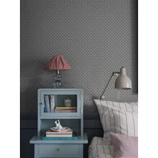 Kép 3/4 - Boras Rácsos virágos skandináv kék vlies tapéta Love Blue 53 cm X 10 m