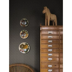 Kép 3/4 - Boras Rácsos virágos skandináv fekete vlies tapéta Love Black 53 cm X 10 m