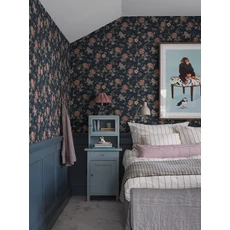 Kép 5/6 - Boras Romantikus rózsás kék vlies tapéta Rosenträd Blue 49 cm X 10 m