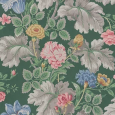 Kép 1/5 - Boras Romantikus nagy virágos zöld vlies tapéta Carnation Garden Green 53 cm X 10 m
