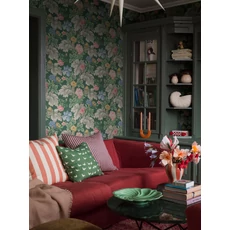 Kép 2/5 - Boras Romantikus nagy virágos zöld vlies tapéta Carnation Garden Green 53 cm X 10 m