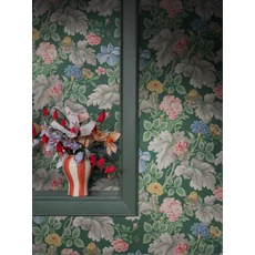 Kép 3/5 - Boras Romantikus nagy virágos zöld vlies tapéta Carnation Garden Green 53 cm X 10 m