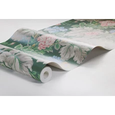Kép 5/5 - Boras Romantikus nagy virágos zöld vlies tapéta Carnation Garden Green 53 cm X 10 m