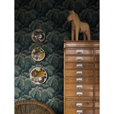 Kép 3/5 - Boras Klasszikus levélmintás kék vlies tapéta Kastanj Blue 53 cm X 10 m