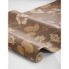 Kép 3/3 - Boras Romantikus virágos barna vlies tapéta Valborg Brown 53 cm X 10 m