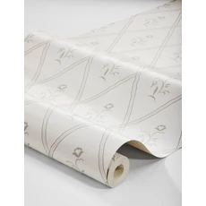 Kép 3/3 - Boras Klasszikus fehér vlies tapéta virágokkal Signe White 53 cm X 10 m