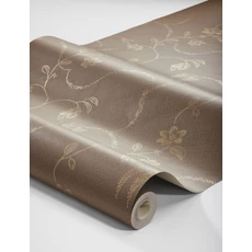 Kép 4/4 - Boras Klasszikus inda mintás barna-arany vlies tapéta Elsie Brown 53 cm X 10 m