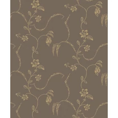 Kép 2/4 - Boras Klasszikus inda mintás barna-arany vlies tapéta Elsie Brown 53 cm X 10 m