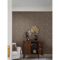 Kép 1/4 - Boras Klasszikus inda mintás barna-arany vlies tapéta Elsie Brown 53 cm X 10 m