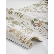 Kép 6/6 - Boras Fa mintás zöld vlies tapéta szarvasokkal Diana Multi 53 cm X 10 m