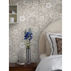 Kép 2/3 - Boras Romantikus virágos madaras bézs vlies tapéta Dagmar Beige 53 cm X 10 m