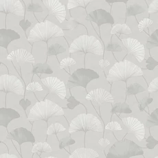 Kép 1/3 - Boras Ginko mintás modern szürke vlies tapéta Sophia Grey 53 cm X 10 m