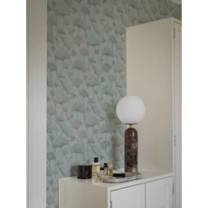 Kép 2/3 - Boras Ginko mintás modern kék vlies tapéta Sophia Blue 53 cm X 10 m
