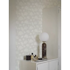 Kép 2/3 - Boras Ginko mintás modern fehér vlies tapéta Sophia White 53 cm X 10 m