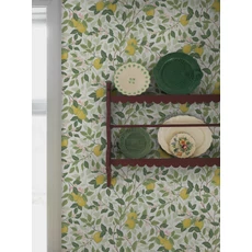 Kép 8/8 - Boras Mediterrán citromos zöld-fehér vlies tapéta Citronträd White 53 cm X 10 m