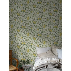 Kép 2/8 - Boras Mediterrán citromos zöld-fehér vlies tapéta Citronträd White 53 cm X 10 m