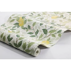 Kép 7/8 - Boras Mediterrán citromos zöld-fehér vlies tapéta Citronträd White 53 cm X 10 m