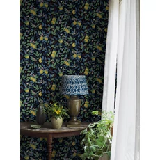 Kép 4/5 - Boras Mediterrán citromos sötétkék vlies tapéta Citronträd Multi 53 cm X 10 m