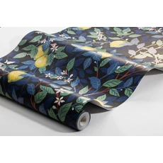 Kép 2/5 - Boras Mediterrán citromos sötétkék vlies tapéta Citronträd Multi 53 cm X 10 m