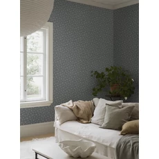 Kép 4/9 - Boras Apró virágos kék vlies tapéta Myrten Blue 53 cm X 10 m