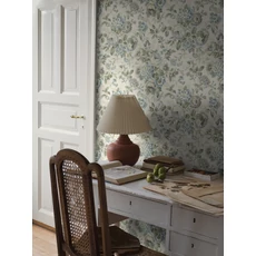 Kép 4/5 - Boras Klasszikus hortenziás kék-zöld vlies tapéta Hortensia Blue 49 cm X 10 m