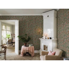 Kép 2/5 - Boras Rózsás lepkés romantikus zöld vlies tapéta Kamelia Green 49 cm X 10 m