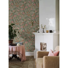 Kép 3/5 - Boras Rózsás lepkés romantikus zöld vlies tapéta Kamelia Green 49 cm X 10 m