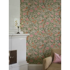 Kép 4/5 - Boras Rózsás lepkés romantikus zöld vlies tapéta Kamelia Green 49 cm X 10 m