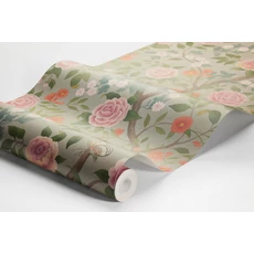 Kép 5/5 - Boras Rózsás lepkés romantikus zöld vlies tapéta Kamelia Green 49 cm X 10 m