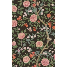 Kép 2/4 - Boras Rózsás lepkés romantikus fekete vlies tapéta Kamelia Black 49 cm X 10 m