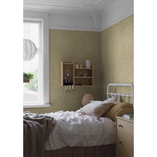 Kép 2/4 - Boras Apró virágos sárga vlies tapéta Myrten Yellow 53 cm X 10 m