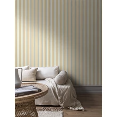 Kép 4/9 - Boras Romantikus csíkos sárga vlies tapéta Hedda Yellow 53 cm X 10 m