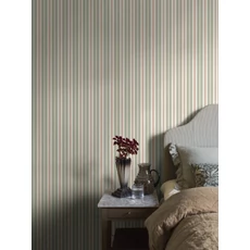 Kép 2/6 - Boras Romantikus csíkos zöld vlies tapéta Hedda Green 53 cm X 10 m