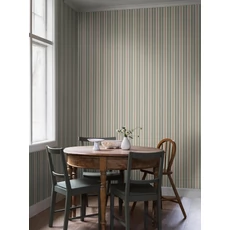 Kép 3/6 - Boras Romantikus csíkos zöld vlies tapéta Hedda Green 53 cm X 10 m