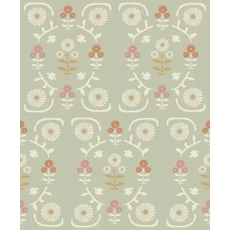 Kép 2/11 - Boras Virág mintás vintage zöld vlies tapéta Isolde 53 cm X 10 m