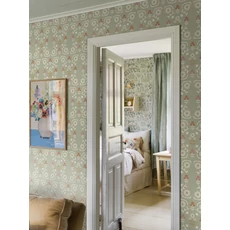 Kép 5/11 - Boras Virág mintás vintage zöld vlies tapéta Isolde 53 cm X 10 m