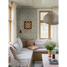 Kép 1/11 - Boras Virág mintás vintage zöld vlies tapéta Isolde 53 cm X 10 m