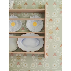 Kép 3/11 - Boras Virág mintás vintage zöld vlies tapéta Isolde 53 cm X 10 m