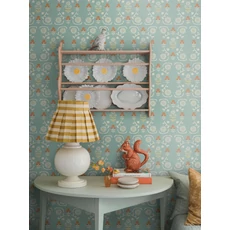 Kép 3/4 - Boras Virág mintás vintage kék vlies tapéta Isolde 53 cm X 10 m