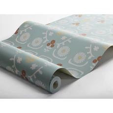 Kép 4/4 - Boras Virág mintás vintage kék vlies tapéta Isolde 53 cm X 10 m