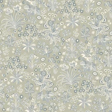 Kép 1/6 - Boras Romantikus virág mintás zöld vlies tapéta Tuva Green 53 cm X 10 m