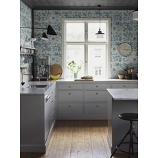 Kép 4/5 - Boras Modern levélmintás kék vlies tapéta Arboretum Blue 53 cm X 10 m