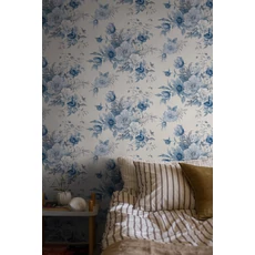 Kép 2/7 - Boras Klasszikus virágcsokros kék tapéta Floral Charm Blue 53 cm X 10 m