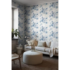 Kép 4/7 - Boras Klasszikus virágcsokros kék tapéta Floral Charm Blue 53 cm X 10 m