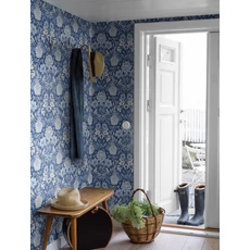 Kép 2/4 - Boras Dália mintás kék vlies tapéta Dahlia Garden Blue 53 cm X 10 m